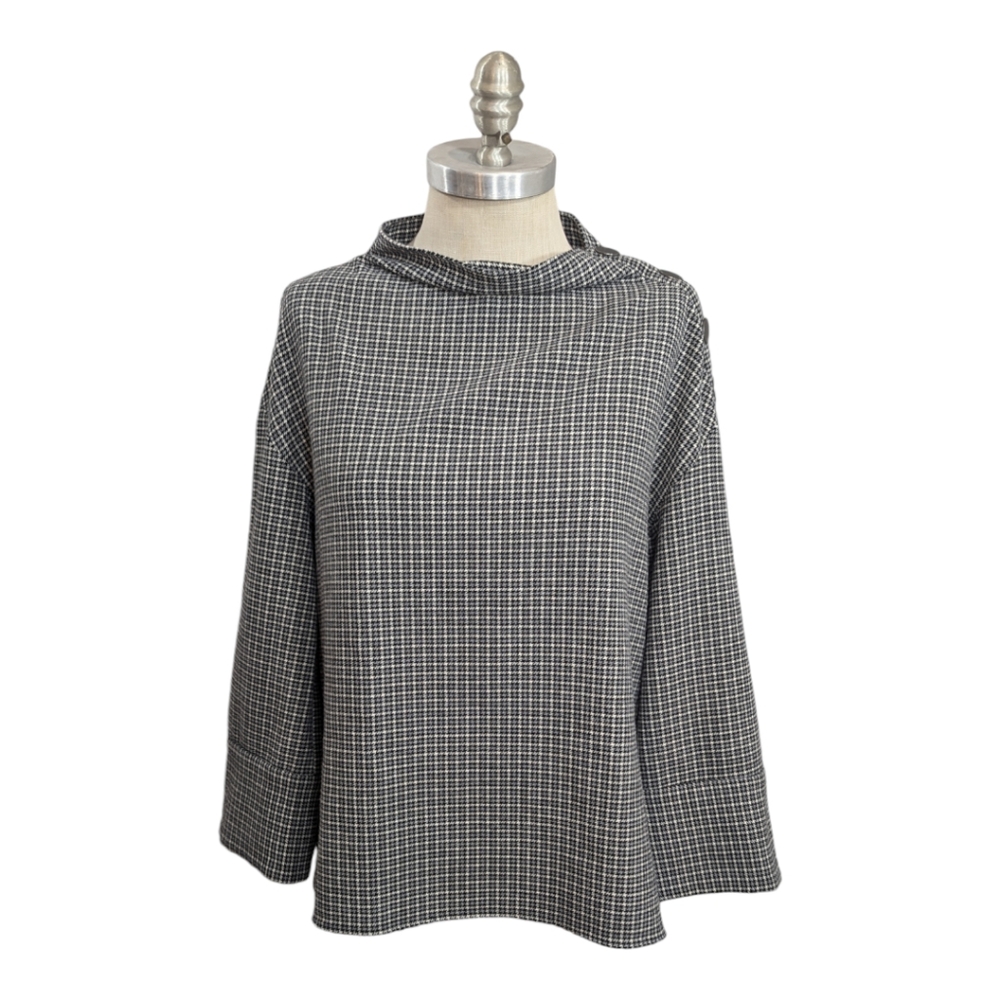 Zara Mock Neck Oversized Top 3/4 Sleeve Size XS